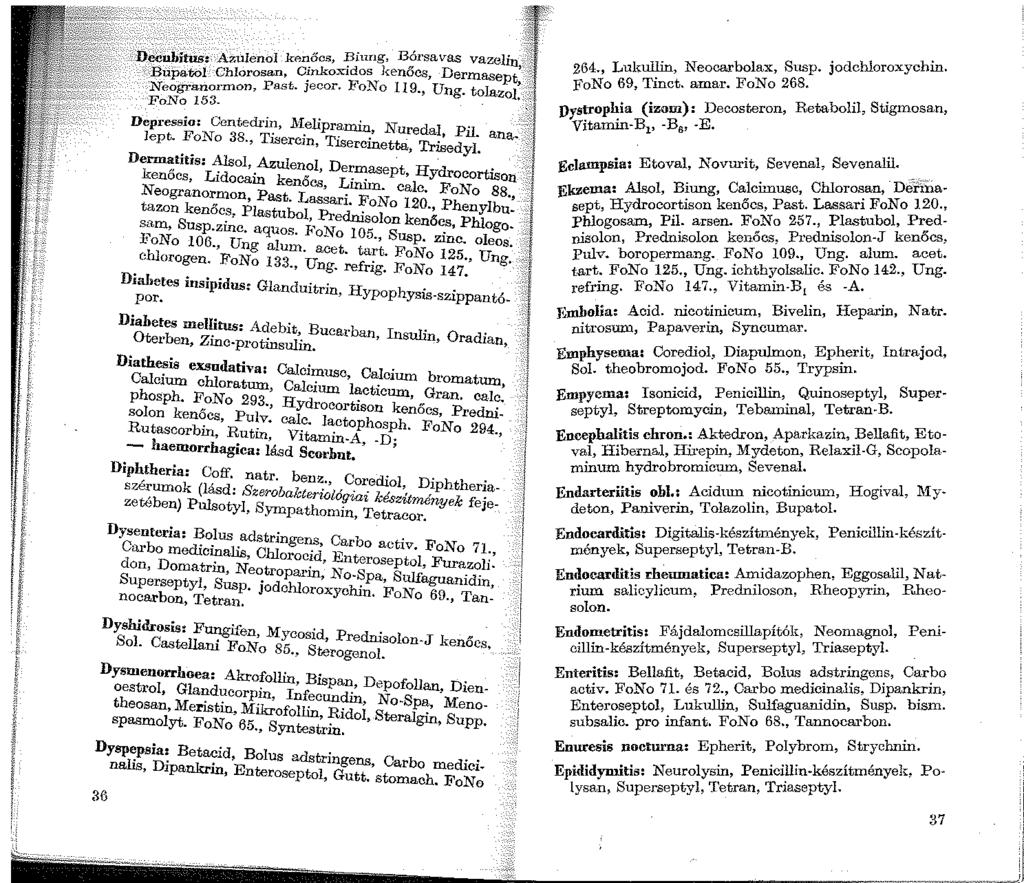 DeCubitus: AzuienoI kenőcs, Bíung, Bórsavas. Búpatol Chiorosan, Cinkoxidos kenőcs Neogra.normon, Pa.st. jecor. FoNo 119.,'Ung. FoNo 153. Depressio: OentecU:in, ltielipramiu N d l. l t ep.