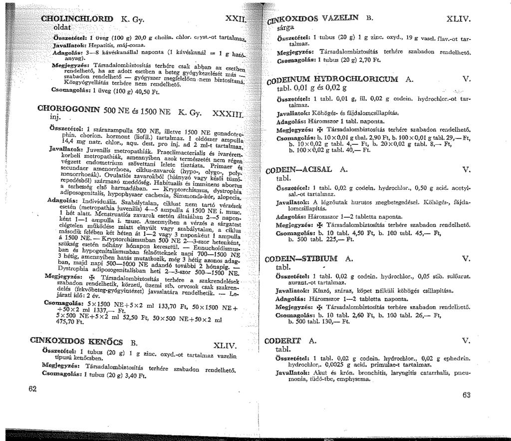 CHOLINCHLORID K. Gy. oldat Összetétel: üveg (00 g} 20,0 g choiin. chlor. c,-yst.-ot tartalmaz. JavalJntok: Hepatitis, máj-coma. Adagolás: 3-8 kávéskanállal naponta (I kávéskanál = g ható. anyag).