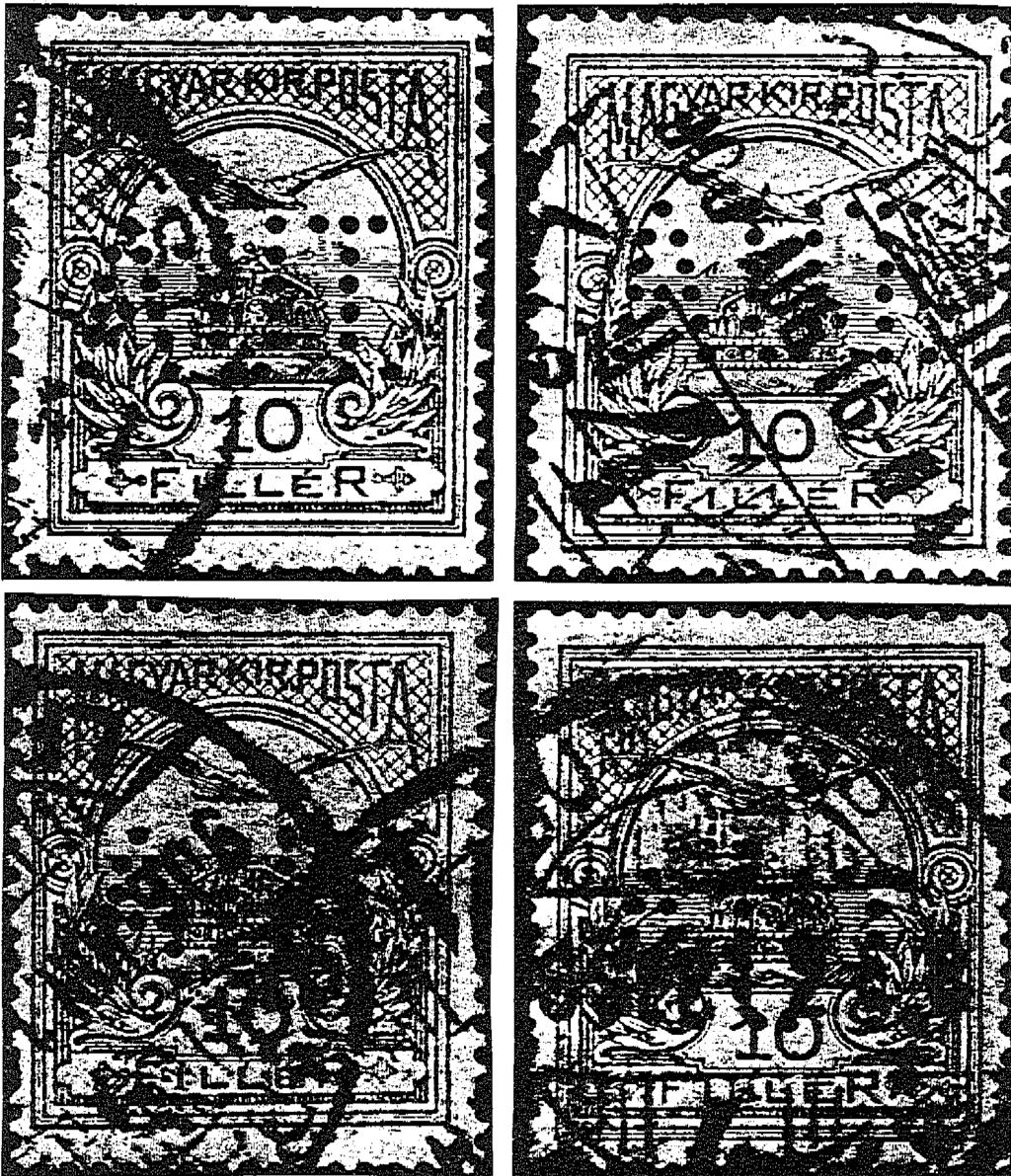 Az első eddig ismert használt bélyeg dátuma: 906. JUN 7 BUDAPEST 4. LFI bélyegzéssel. Érdekessége, hogy a bélyeg fordított AUT. lyukasztású. A Budapest 6.