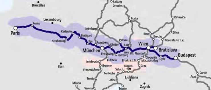 Keleti /Kelet Mediterrán (RFC 7) nyomvonala: Bremerhaven / Wilhelmshaven / Rostock / Hamburg - Praha - Wien / Bratislava - Budapest - Bucuresti- Constanţa und Vidin - Sofia - Burgas / Svilengrad