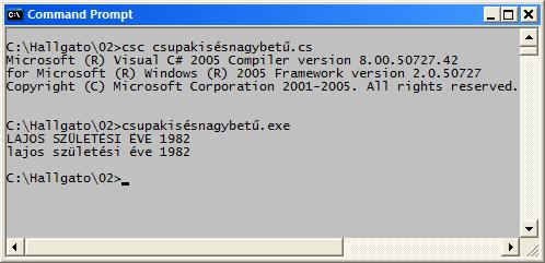 Mőveletek karaktersorozatokkal (7) Kis- és nagybetős formára alakítás class CsupaKisÉsNagybető static void Main() int i; string s; i