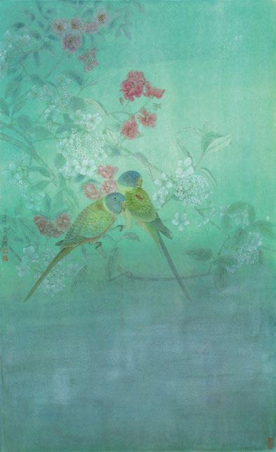 Jiang Hongwei 琼花蔷薇 Gyönyörű virágú japán rózsa Beautiful Japanese Rose 2014 Papíralapon színes vízfesték Multicolour water colours on paper 95 58.