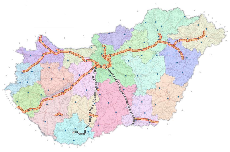 Az üzemeltetett úthálózat Magyar Közút NZrt. kezelésben lévő úthálózat: 31.497 km Ebből, gyorsforgalmi úthálózat: 1.