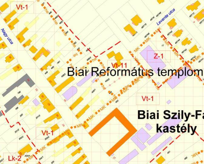 8.1 456/2., 455/1, 454, 453 hrsz. Református felekezeti iskola tervezett építése miatt 1. A homlokzati magasság értékének növelése 11,00 méterre 2.