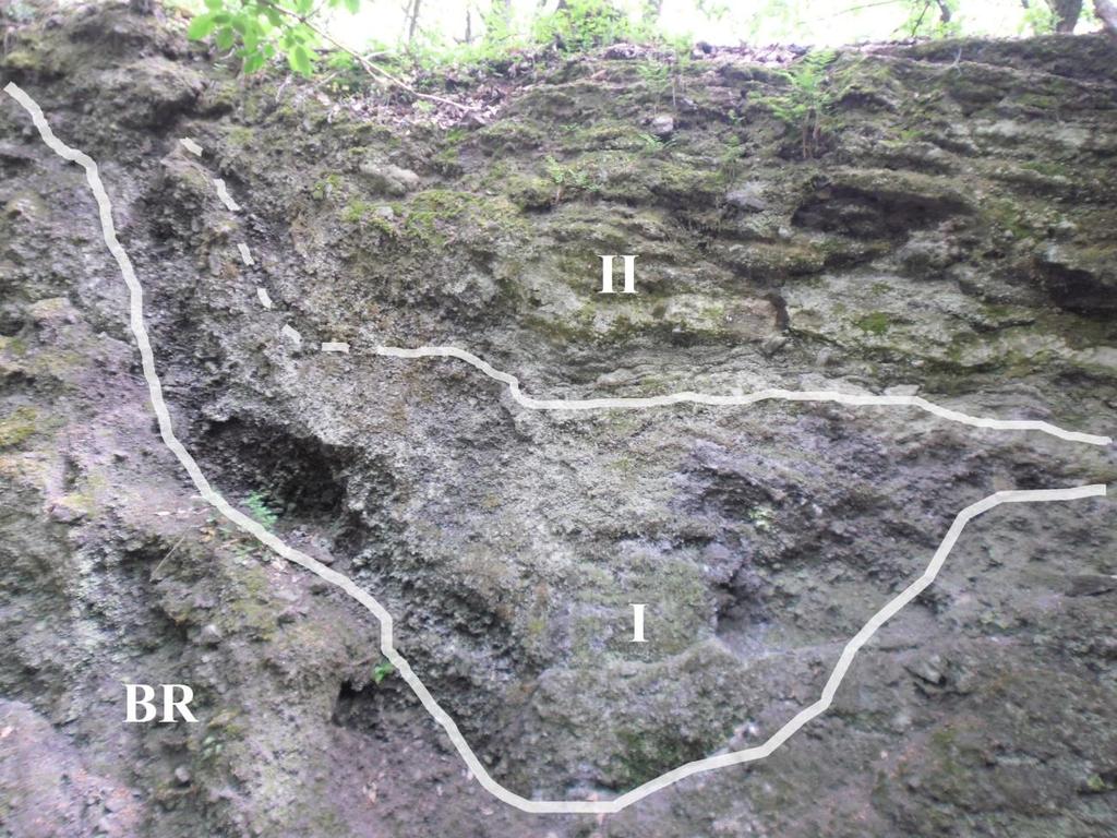 37 17. ábra: A teljes II. rétegfal. I I. réteg; II II. réteg; BR breccsás láva (saját felvétel) 9.