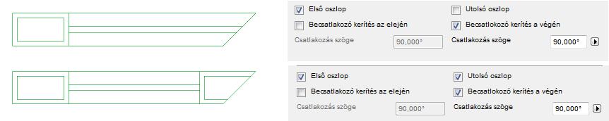 KERÍTÉS FŐ MÉRETEI ELSŐ ÉS UTOLSÓ OSZLOP KI- /BEKAPCSOLÁSA KAPCSOLÓDÁS SZÖGE A kerítés modell oszlopokból és a köztük lévő mezőkből épül fel.