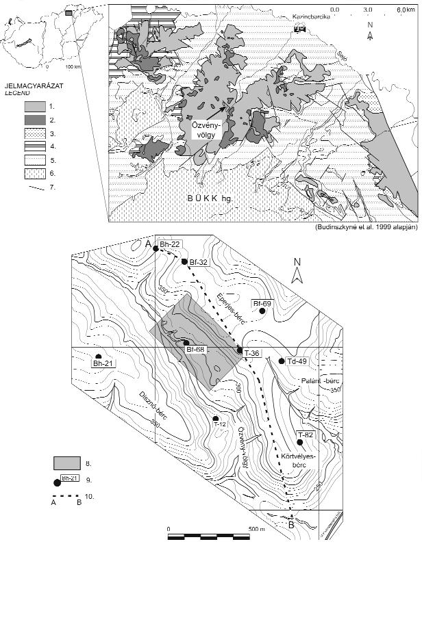 152 CSÁMER Árpád, KOZÁK Miklós: A magma és a nedves üledék kölcsönhatásának fáciesjelenségei Tardona ÉK-i előterében Bevezetés 1. ábra.