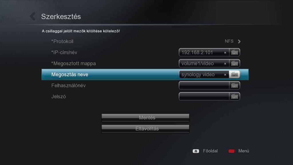 Popcorn Hour A-300 felhasználói kézkönyv A protokoll, IP/hosztnév és megosztott mappa információ automatikusan megjelenik.