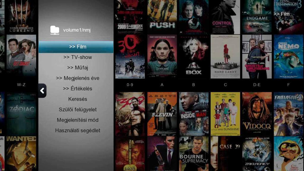 13.2 Az NMJ használata www.popcornhour.hu Az NMJ menüjének eléréséhez nyomja meg a MENU gombot a távirányítón! Ez segít majd az eligazodásban, és megszűri az NMJ szoftverrel a tartalmakat.