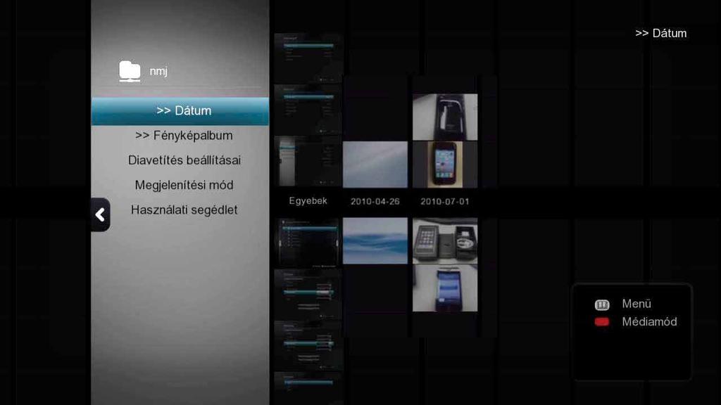 www.popcornhour.hu Fotó Dátum Fényképalbum Diavetítés beállítása Megjelenítési mód Használati segédlet A fénykép készítésémek dátuma szerint kategorizál.