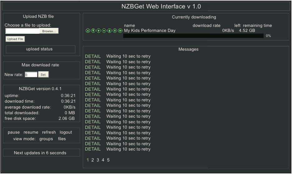 14.5.2 Belépés az NZBGET-kliensbe www.popcornhour.