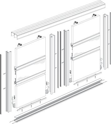 Board tolóajtó rendszer 8 mm vastag ajtólaphoz 6 Felső görgő szett 00046800 2