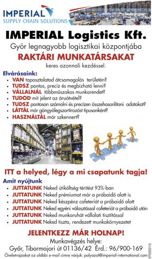 2017. április 6. 5 Á L L Á S Gépkocsivezetőket keresek,,b jogosítvánnyal, nemzetközi munkára, magas kereseti lehetősséggel. Tel: 06/20/977-8840 Festékboltba eladót keresünk.