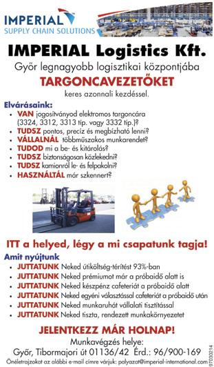 Tel: 06/70/776-0058 Takarító munkakörbe keresünk hölgy munkavállalókat, valamint nyugdíjas férfi takarítógép kezelőket kétműszakos munkarendbe, pápai telephelyre.