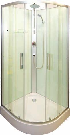 900x900x2150 mm Hátfalvastagság: 6 mm Felszereltség: fehér hátfal, átlátszó üveg,