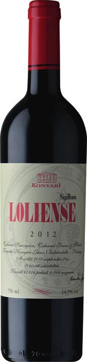 Spring flowers, peach and pineapple. Rich, medium-bodied, with a very long palate. KONYÁRI LOLIENSE 2012 Balatonlelle Gazdag illat: kávé, áfonya, cseresznye és vanília.