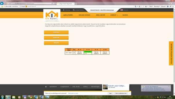 A kiválasztott időszakban a Foglalok gombot megnyomva a rendszer létrehozza a saját foglalást és a rendszer E-mail üzenetet küld a megadott címre a foglalásról (ez a rendszer terheltségétől függően