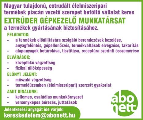 pbeállító munkakörbe férfi munkavállalókat keres. Ceglédi t ö b b m ű s z a k o s m u n k a v é g z é ssel. Jó kereseti lehetőséggel, Cafeteria juttatással.