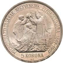 5 Korona (Ag) 1907 Körmöcbánya /Kremnitz/ mint elôzô, de