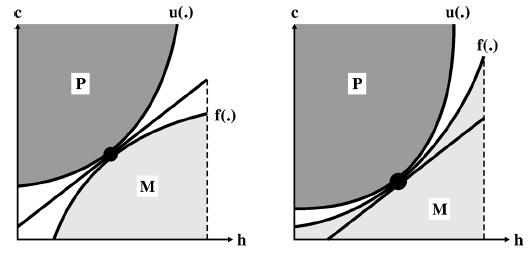 Robinson Crusoe-gazdaság Példa: Robinson hasznossági függvénye: U(c, l) = c 2 l Robinson termelési függvénye: f(h) = h Tiszta cseregazdaság Tiszta cseregazdaság Felt.