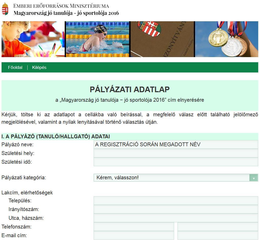 1. melléklet PÁLYÁZATI