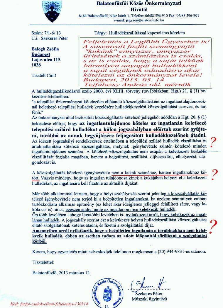 2. BALATONFŰZFŐI ÖNKORMÁNYZAT SZEMÉTGYŰJTÉS-SZOLGÁLTATÓI CSALÁSA 14/22.