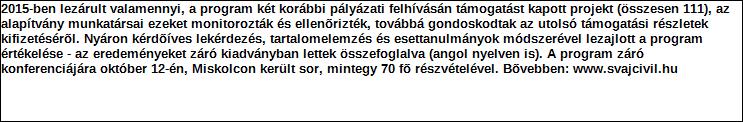 Támogatási program elnevezése: Támogató megnevezése: központi költségvetés Támogatás forrása: önkormányzati költségvetés nemzetközi forrás más gazdálkodó Támogatás időtartama: Támogatási összeg: -