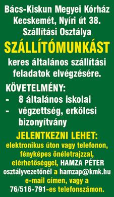 3., Auchan mellett), teljes munkaidőben, határozatlan időre. Szakképzettség nem szükséges, de varrni tudjon!