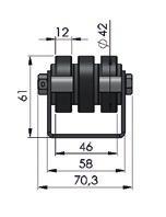 Görgős colli sínek // 500 kg/görgő teherbírással Görgős colli sínek, US-NR-6004
