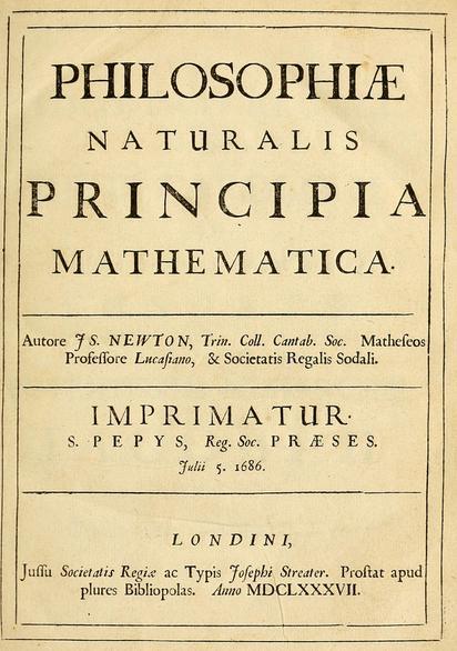 Principia mathematica philosophiae naturalis A természetfilozófia matematikai alapelvei, 1687 (1685-86-ban írja) latin nyelv: tudós közösségnek szól (cím: Descartes Principia philosophiae c.