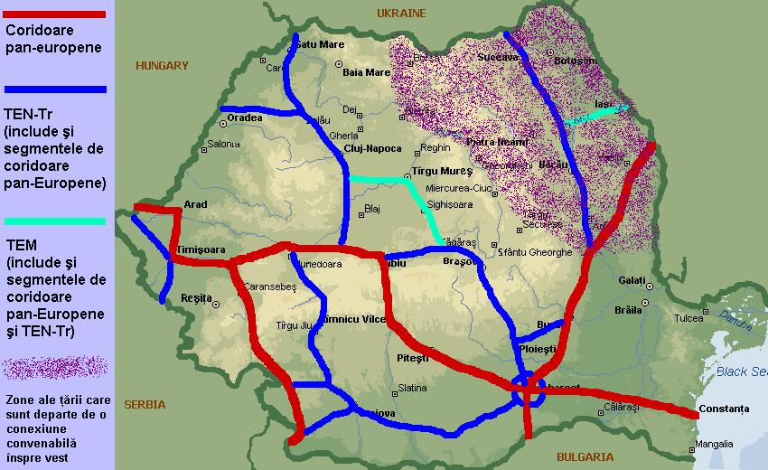Coridorul Budapesta - Odesa (Versiunea 7, Mai 2006) 10 Densitatea în km drumuri / 1000 km 2 Densitatea în km drumuri / milion de locuitori Poziţia Ţara Densitatea Poziţia Ţara Densitatea 1.