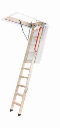 LWK Komfort 3 vagy 4 részes összecsukható padlásfeljáró lépcső hőszigetelő ajtólappal, innovatív szerkezeti megoldásokkal, fém kapaszkodóval