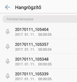 Szerszámok Húzás lefelé a keresőmező megnyitásához A felvételek kezelése érintésre és nyomva tartásra Érintse meg a felv. lejátsz.