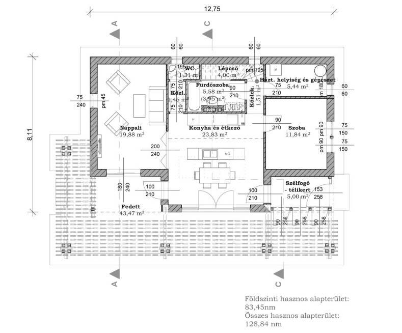 Autonómház a reziliens épület A szimuláció szerint 6 kw-os Wamsler tűzhellyel kifűtve 18,5 C-t biztosít a szobákban, 20 C-t a központi lakótérben, 22 C a fürdőben, de félteljesítményre, 3 kw-ra