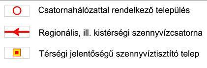 16-6 ábra: Regionális szennyvízelvezetés (Forrás: Baranya megyei Területrendezési Terv 2012) A szennyvíztisztító telep kapacitása 15000 m 3 /nap, jelenleg a szennyvíztisztító-telepre érkezett
