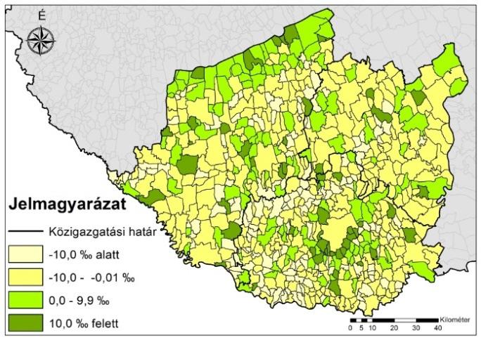 Komló az odavándorlások abszolút számának tekintetében évről évre ingadozást mutat (minimum: 2009-ben 769 fő, maximum: 2002-ben 1206 fő).