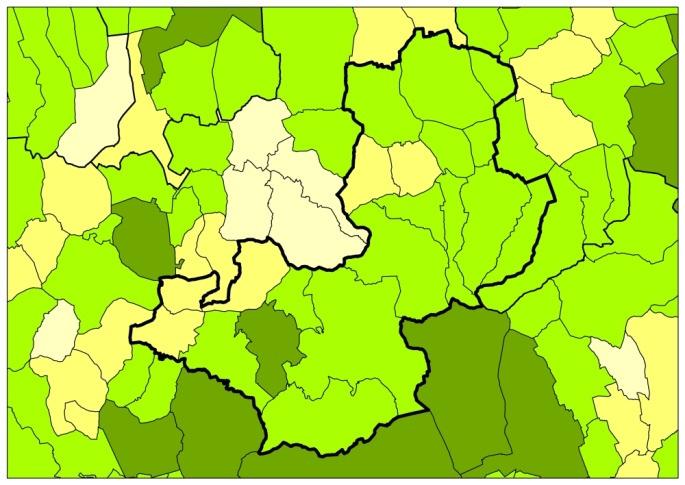 64 Egyházaskozár, Hegyhátmaróc, Köblény, Liget, Oroszló, Szalatnak, Tófű, Vékény mutatói minden vizsgálati szempont szerint kedvezőtlenebbek.