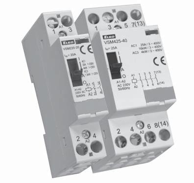 Installációs kontaktorok kézi vezérléssel VM0, VM45 EA kód ásd 6. oldal.