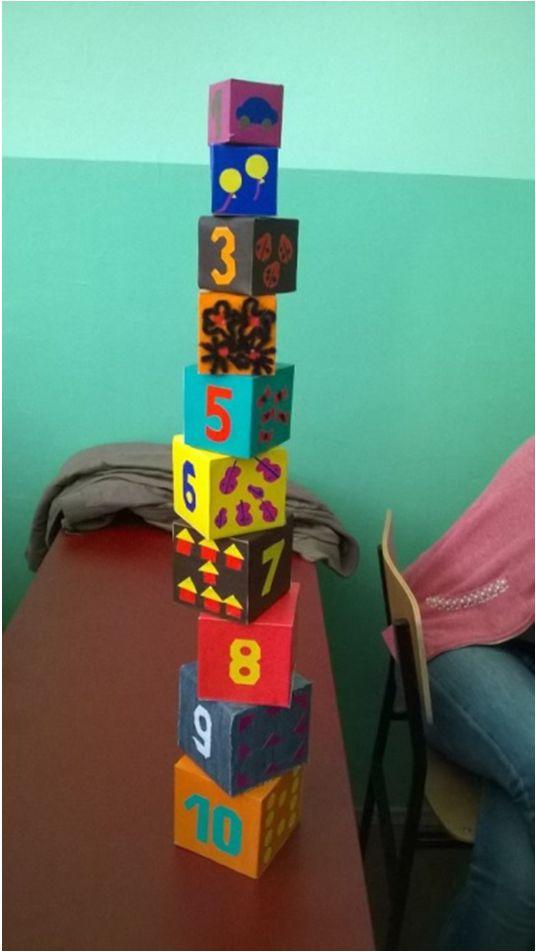 Na osnovu broja, simbola, boja, veličine i dodira sa kockama se uče brojevi