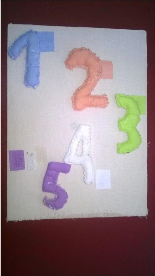 1.36. Naziv: BROJEVI OD TKANINE Senzo-perceptivni i matematički centar. Materijal je od kepera.