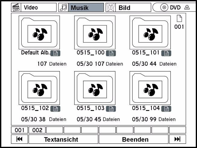 Lecture de fichiers média (Vidéo/Musique/ Image) FR Les fichiers média seront afficher dans le menu Contenu: Vidéo Appuyez sur pour sélectionner un album de musique, appuyez ensuite sur ENTRÉE