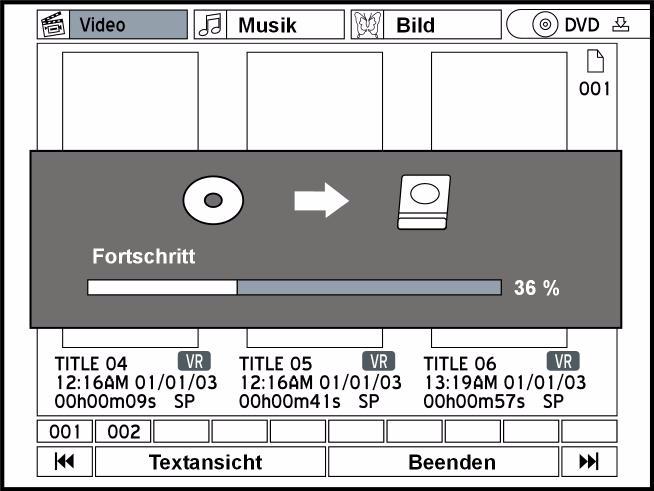 "One-Touch-Copy" elvégzése Indítsa el a műsorszám lejátszását. Nyissa meg a Tartalom menüt a CONTENTS gombbal. Forrásközegnek válassza a DVD vagy HDD közeget.