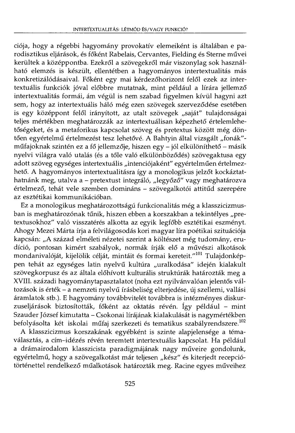 INTERTEXTUALITÁS: LÉTMÓD ÉS/VAGY FUNKCIÓ?