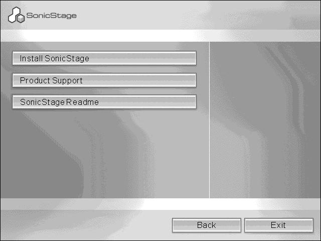 4 Kliknij [Install SonicStage], a następnie postępuj zgodnie z swyświetlanymi instrukcjami. Dokładnie przeczytaj instrukcje.