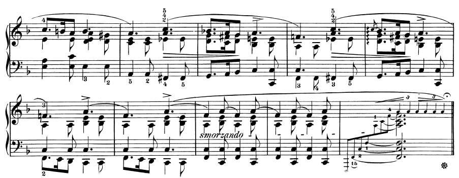 Érdekes akkordokként emeljük ki szintén a II. Balladá-ból a 37-45.