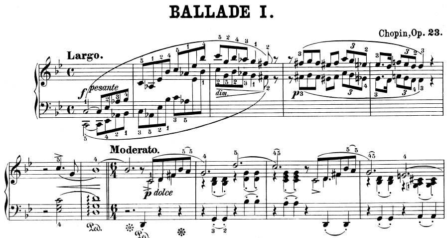 Ballada Coda-ja, amelyben a szerző előjegyzést vált és a mű F dúr alaphangnemét a mollra változtatja. Lehet-e egy zeneműnek két alaphangneme?