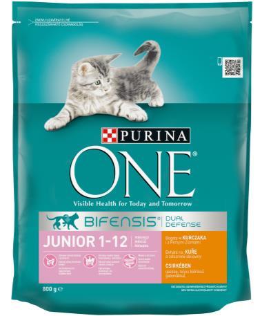 PURINA ONE Junior A kismacskáknak növekedésükhöz és magas energiaigényük kielégítéséhez extra tápanyagbevitelre van szükségük.