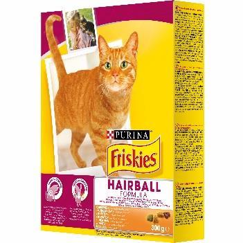 Kiszerelés: 300g, 1,5 kg A FRISKIES Hairball formula csirkével és hozzáadott zöldségekkel Segít mérsékelni a szőrlabda képződést.