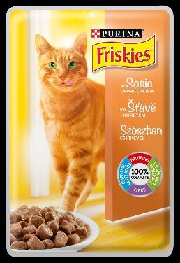 FRISKIES alutasakos macskaeledel 100g 3 ízben: - Csirke - Lazac - Marhahús Kiszerelés: 100g FRISKIES