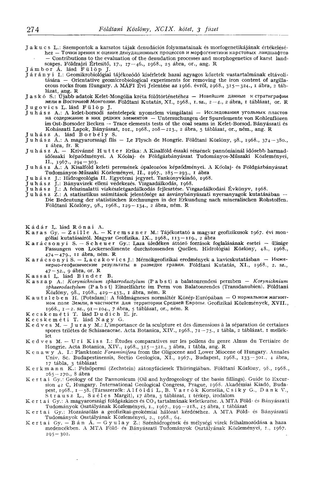 274 Földtani Közlöny, XCIX.